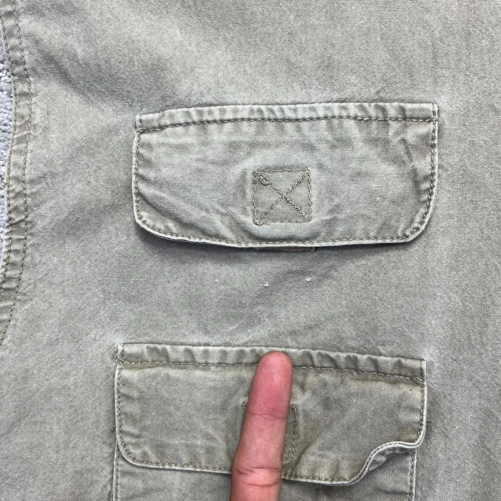 VINTAGE Banana Republic Vest Mens L Canvas Safari Utility Fishing Multi-Pocket